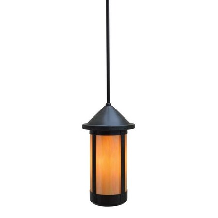 Arroyo Craftsman 6" Berkeley Long Body Stem Hung Pendant, Raw Copper, Off White Glass BSH-6LOF-RC